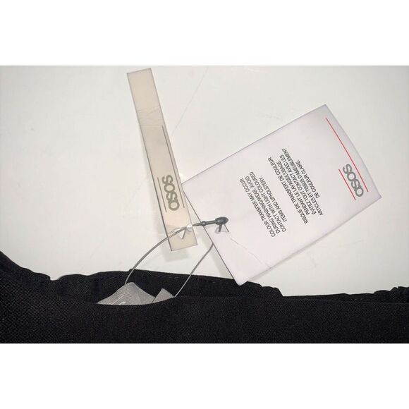 NEW ASOS Black Pleated Slacks Side Zip Dress Pants Women UK 12 12L US 8 8L NWT - Picture 3 of 8